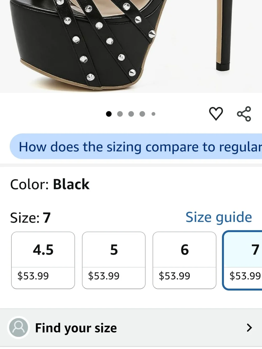 Black Studded Strappy Platform Stiletto High Heels Size 7 New